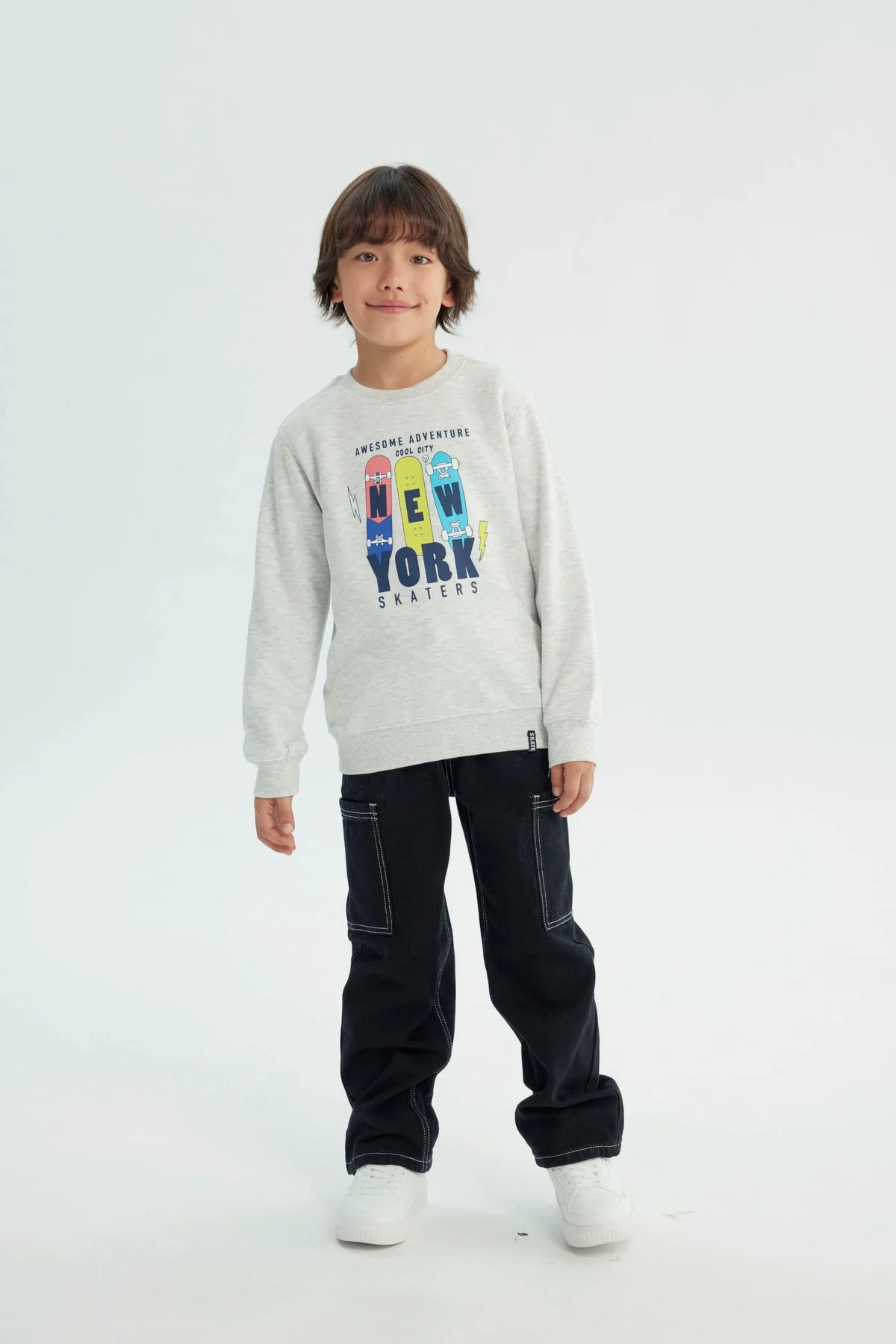 Polerón Niño Slim Gris Melange - Image 4