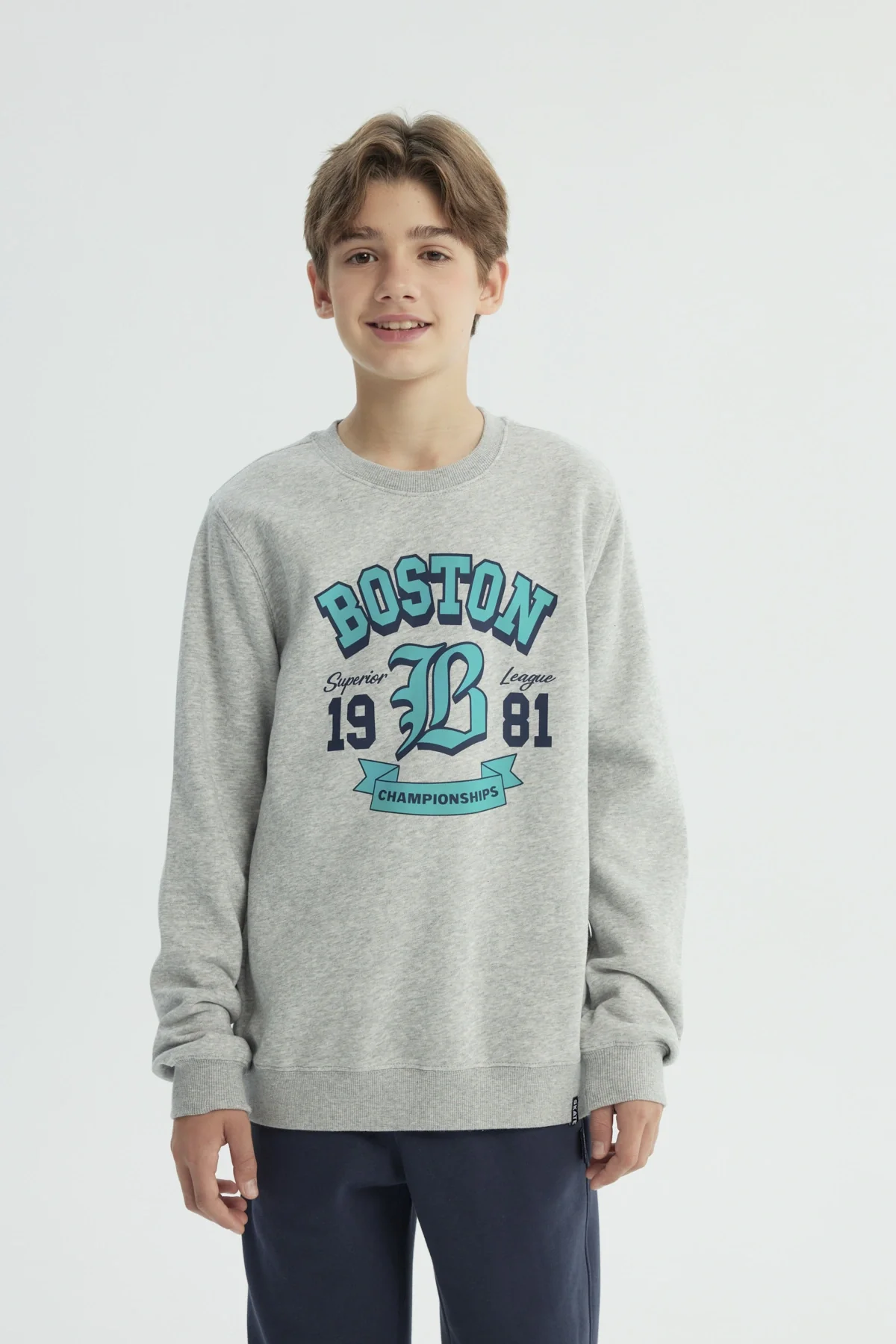 Polerón Niño Slim Gris Melange