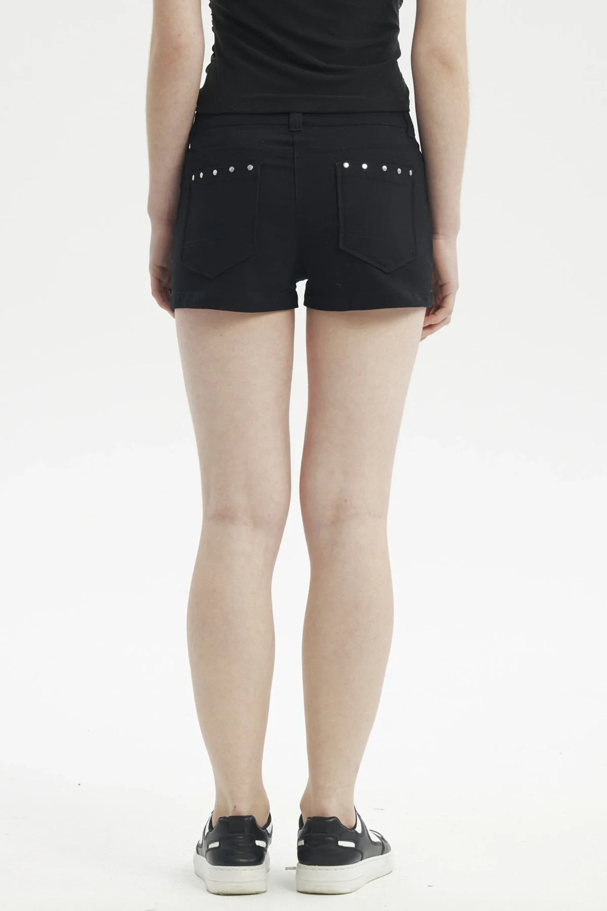 Short Mujer Aplicación Rivets Bolsillo Negro - Image 3