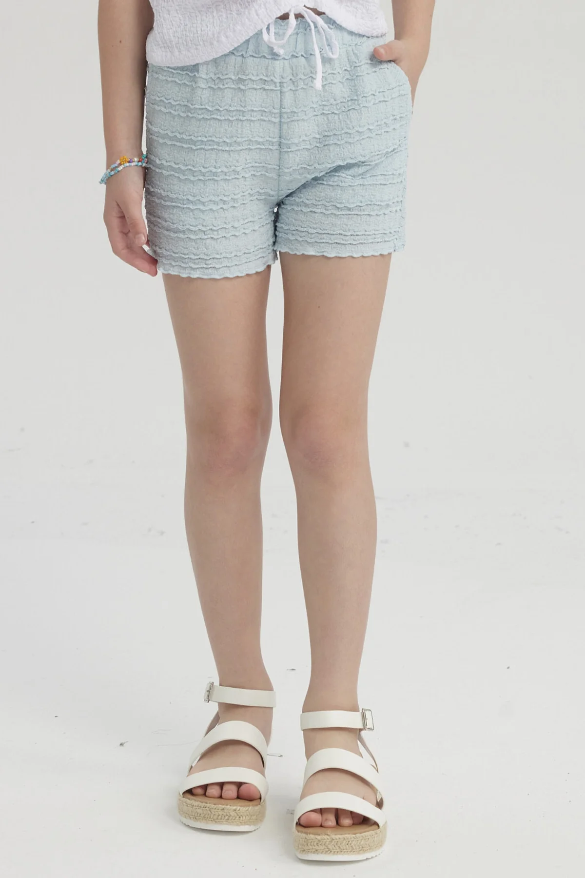Short Niña Textura Celeste