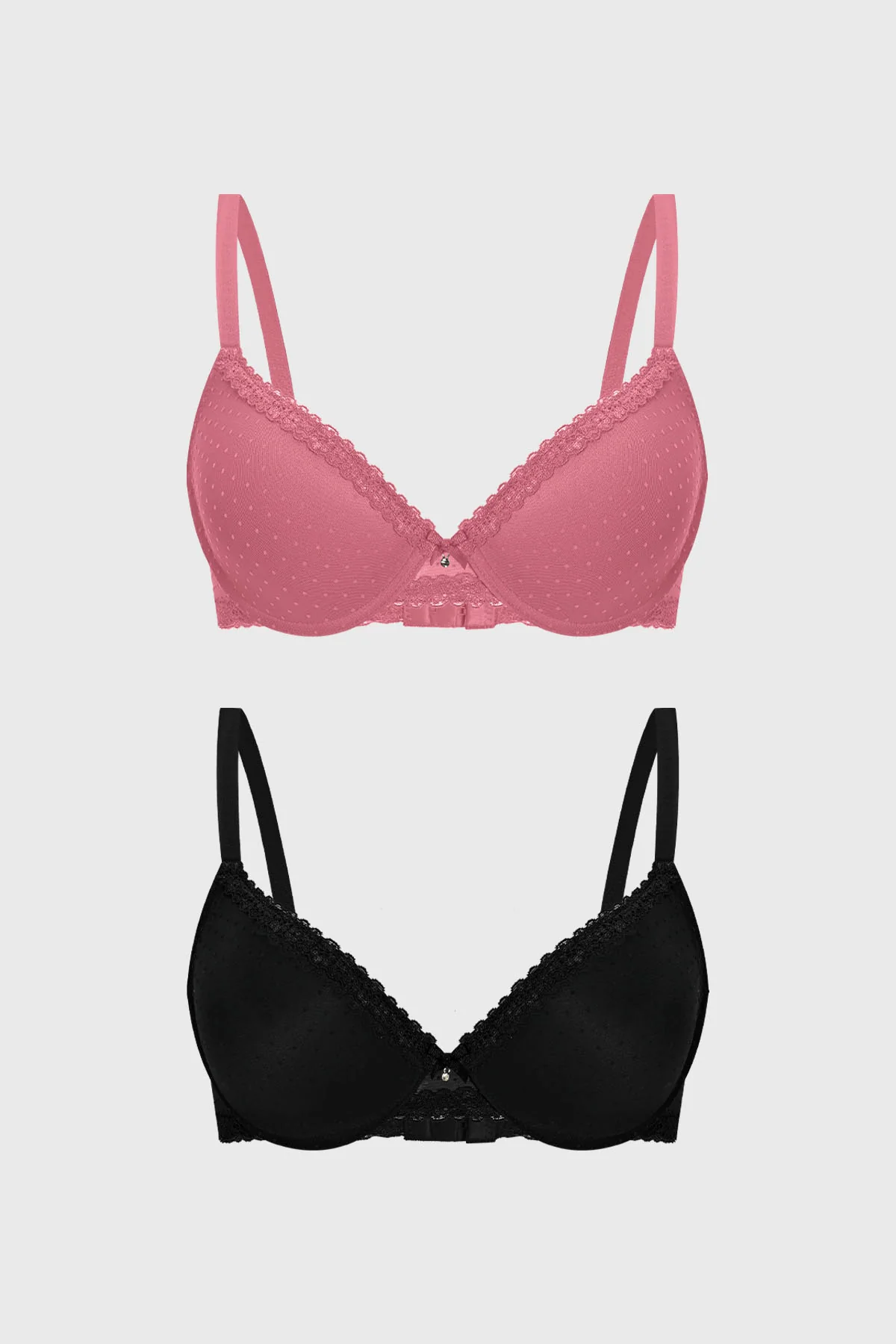 Sostén Mujer Bipack Detalle Encaje Rosado