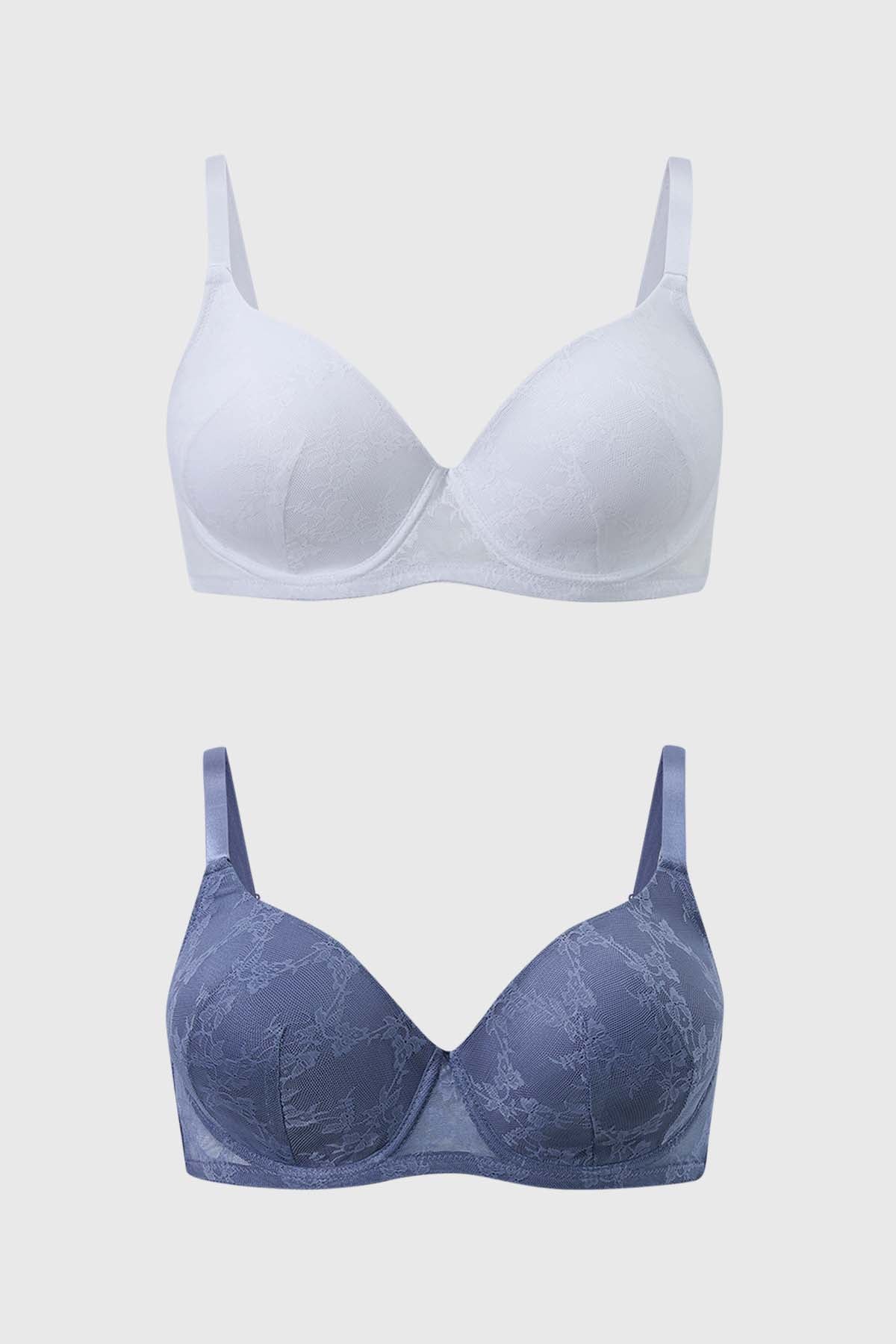 Sostén Mujer Bipack Support Full Encaje Gris Oscuro