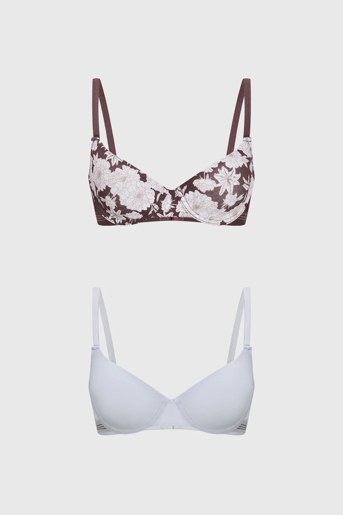 Sostén Mujer Full Print Detalle Lurex Café Oscuro