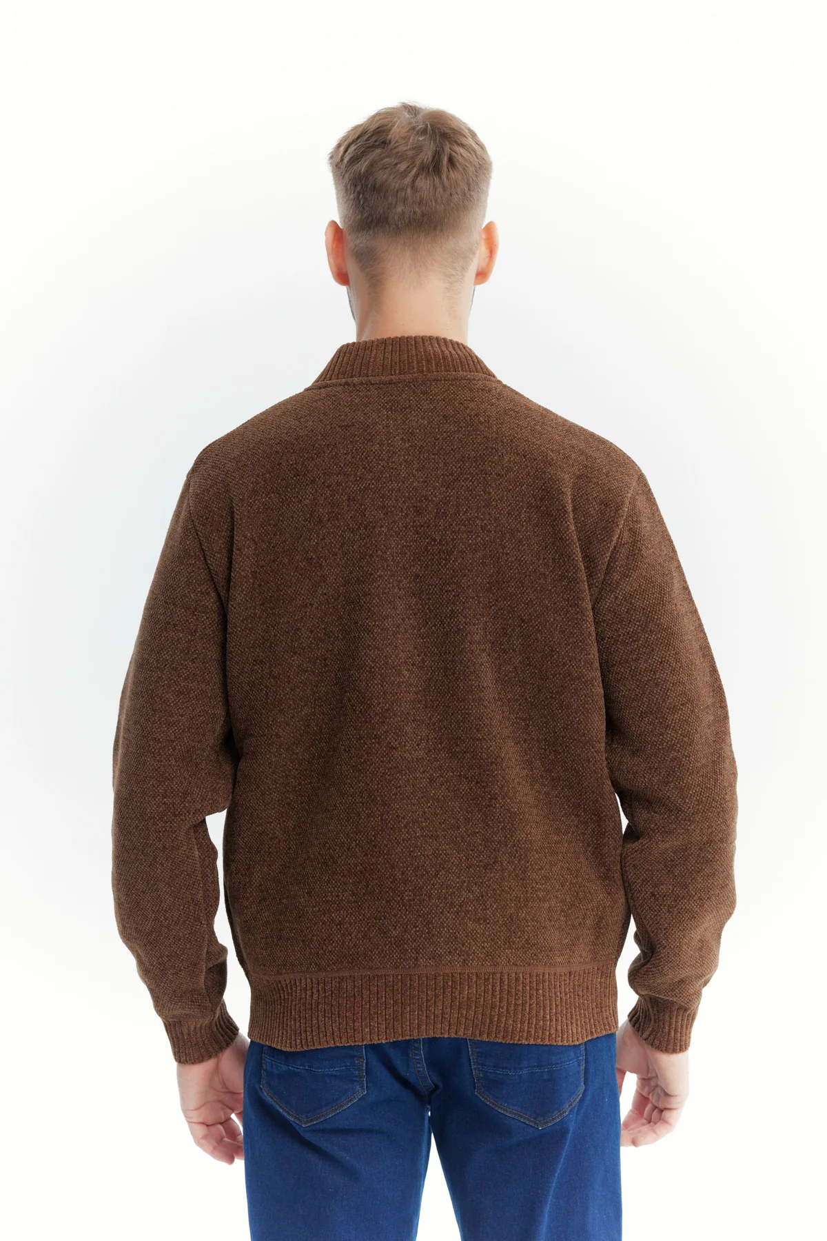 Sweater Hombre Cuello Con Cierre Café Claro - Image 3