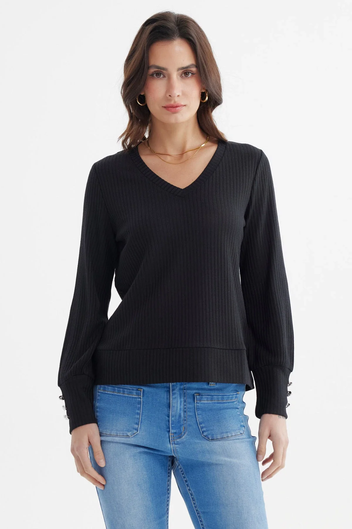 Sweater Mujer Ajustado Negro