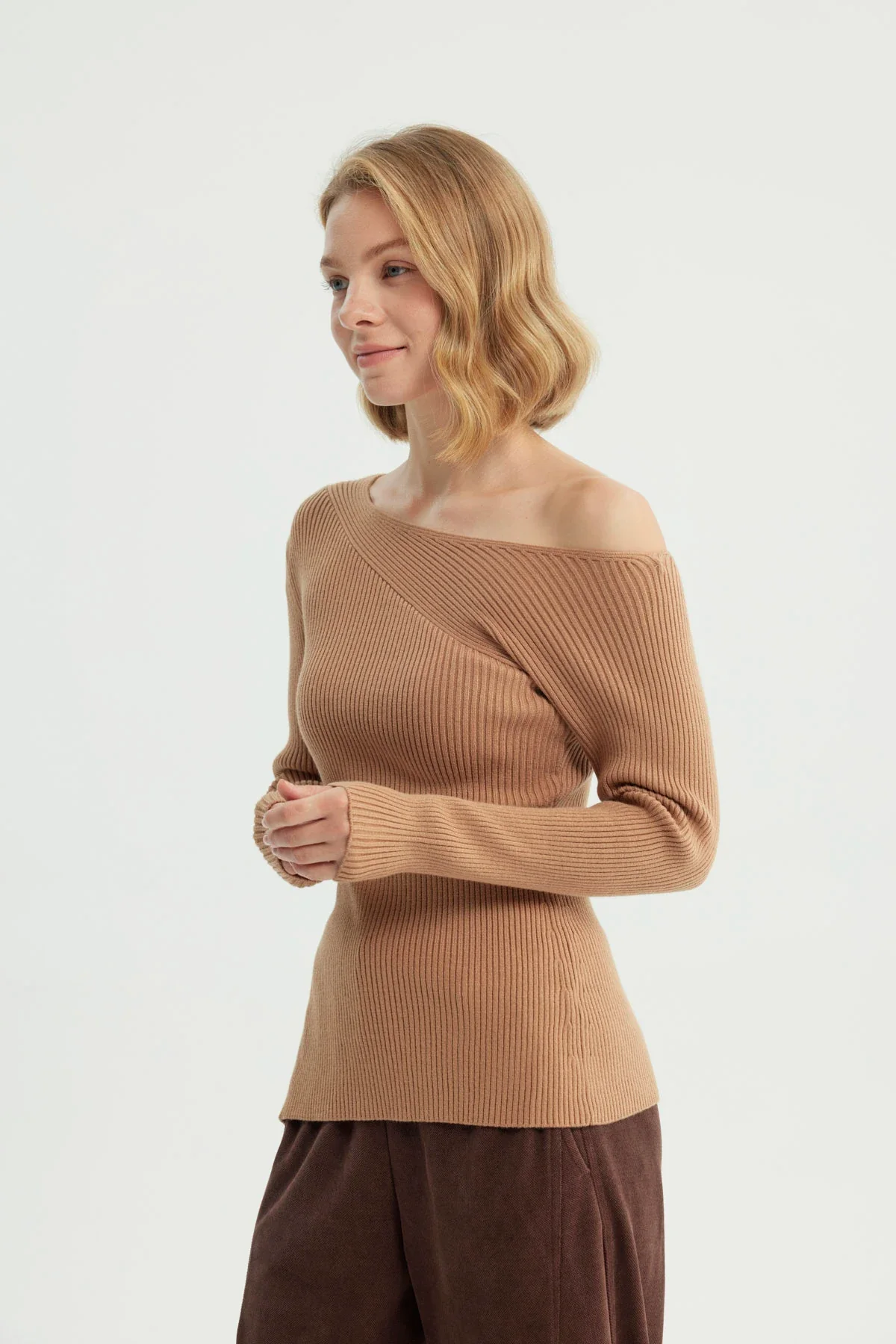 Sweater Mujer Bloques Camel - Image 2