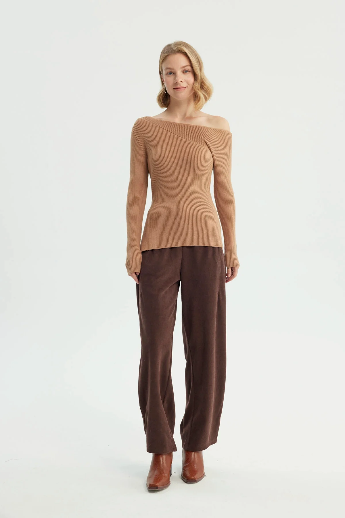Sweater Mujer Bloques Camel - Image 4