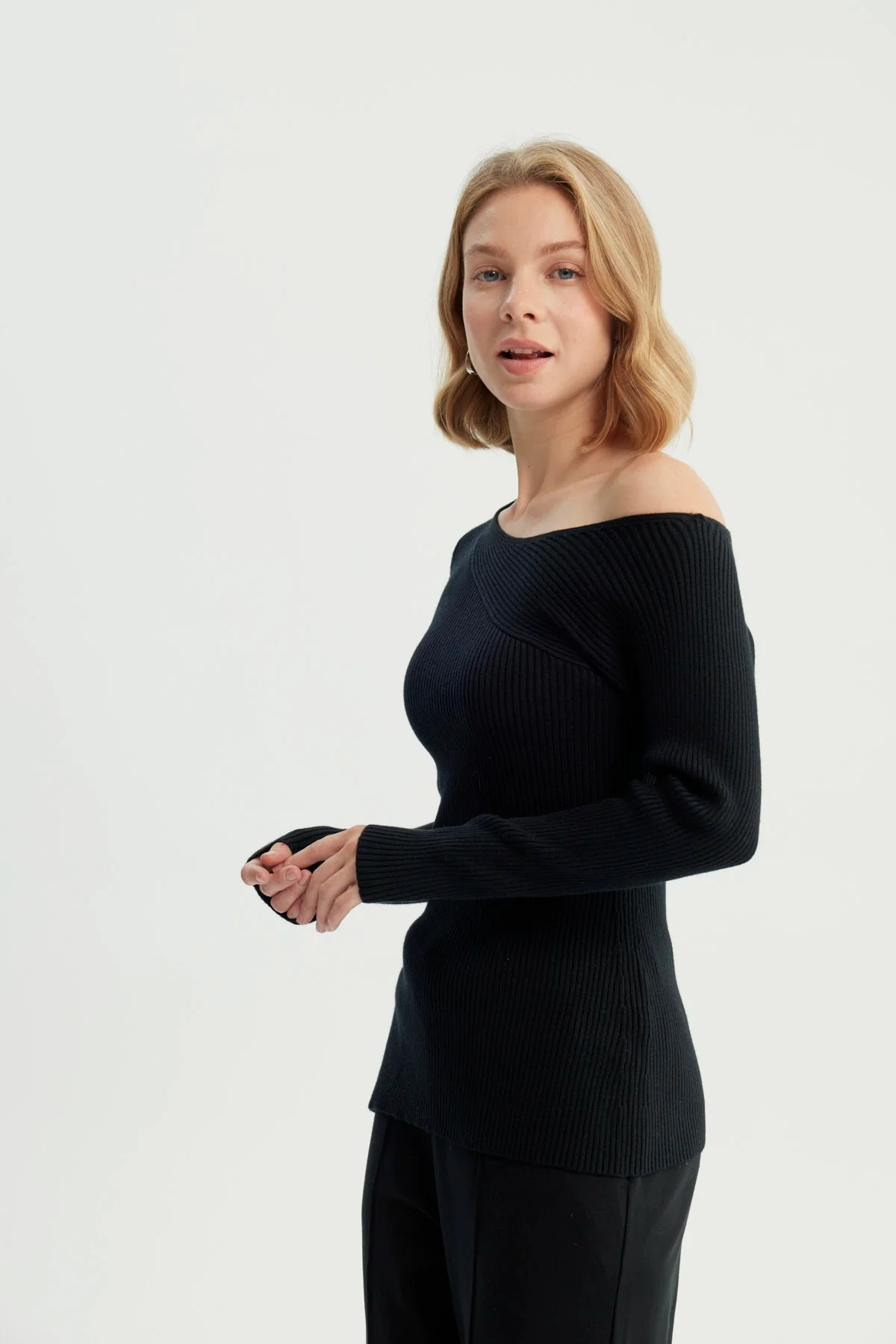 Sweater Mujer Bloques Negro - Image 2
