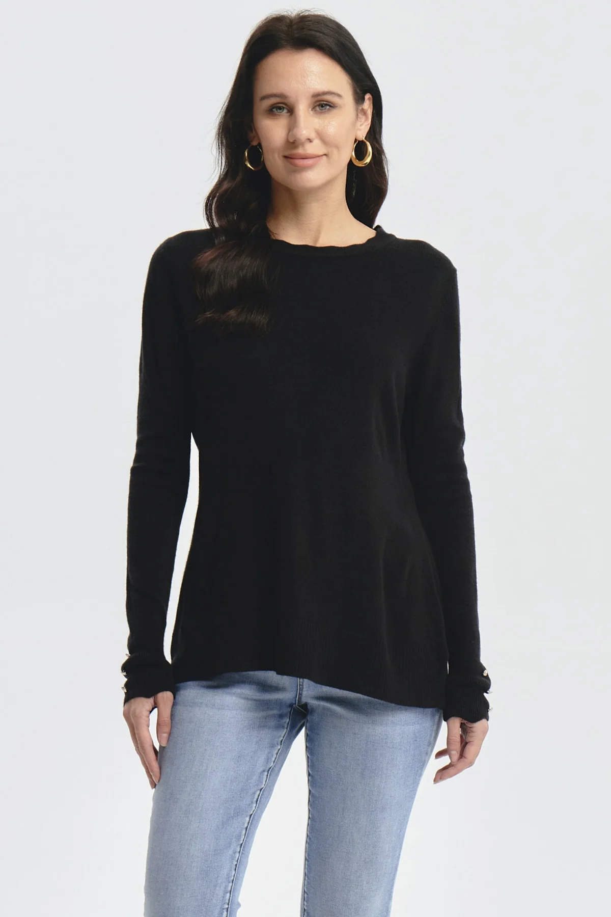 Sweater Mujer Botones Negro