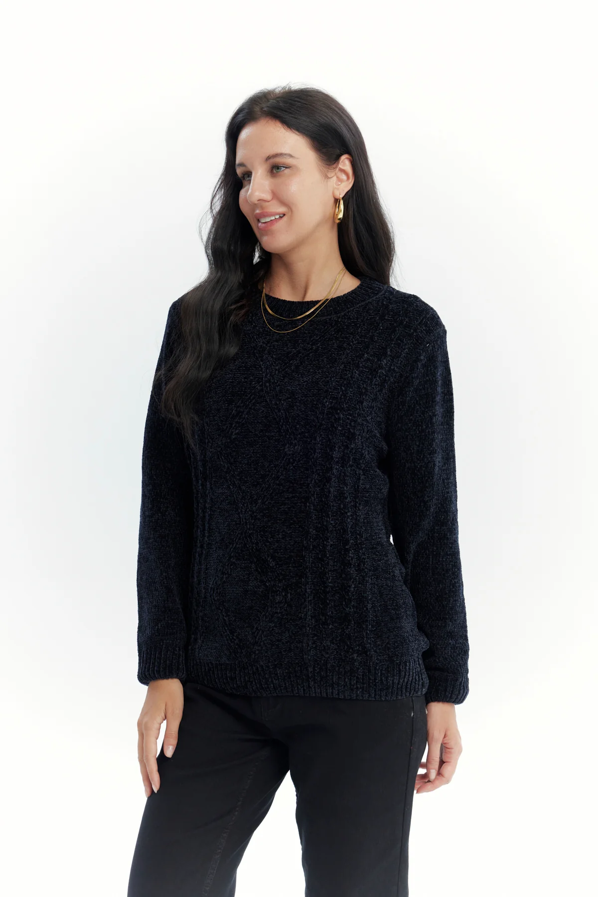 Sweater Mujer Chenille Negro - Image 2