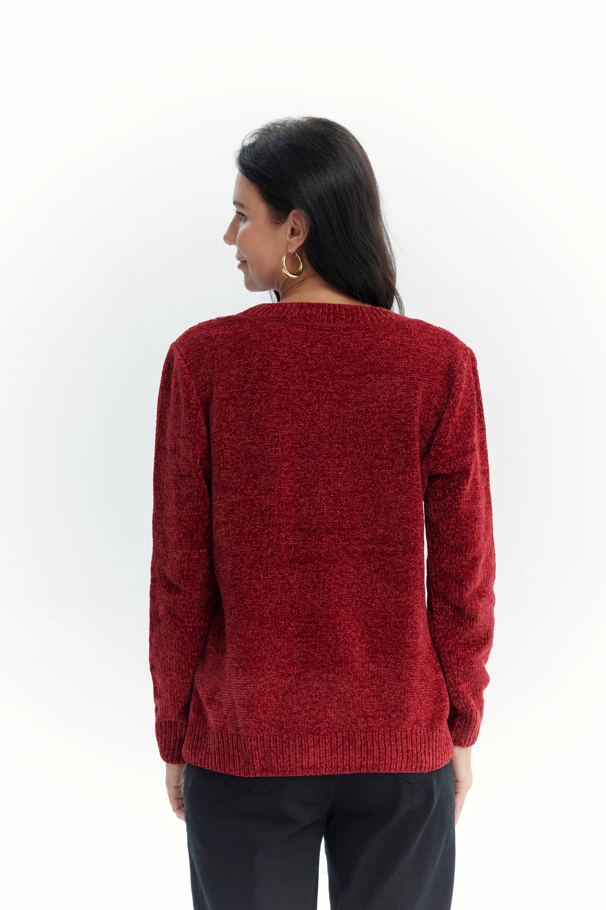 Sweater Mujer Chenille Rojo Oscuro - Image 3