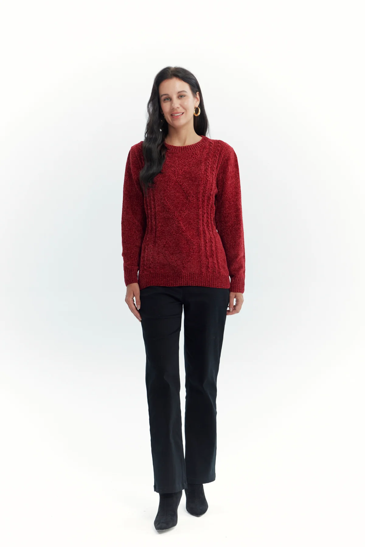 Sweater Mujer Chenille Rojo Oscuro - Image 4