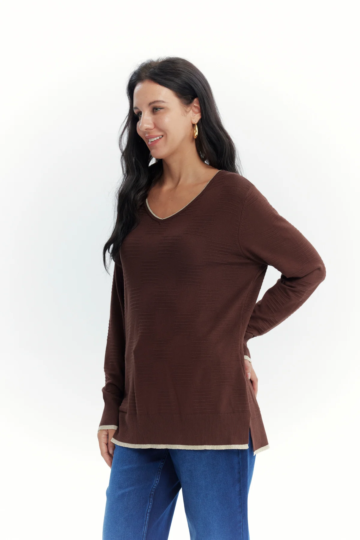 Sweater Mujer Classic Café - Image 2