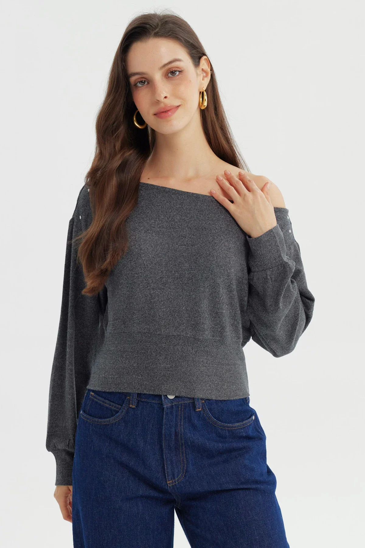 Sweater Mujer Classic Gris Oscuro