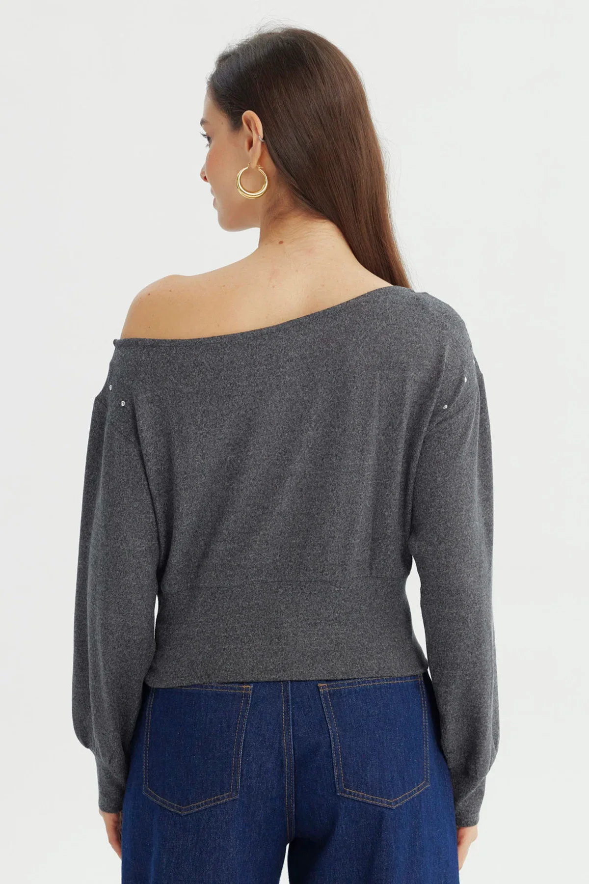 Sweater Mujer Classic Gris Oscuro - Image 3