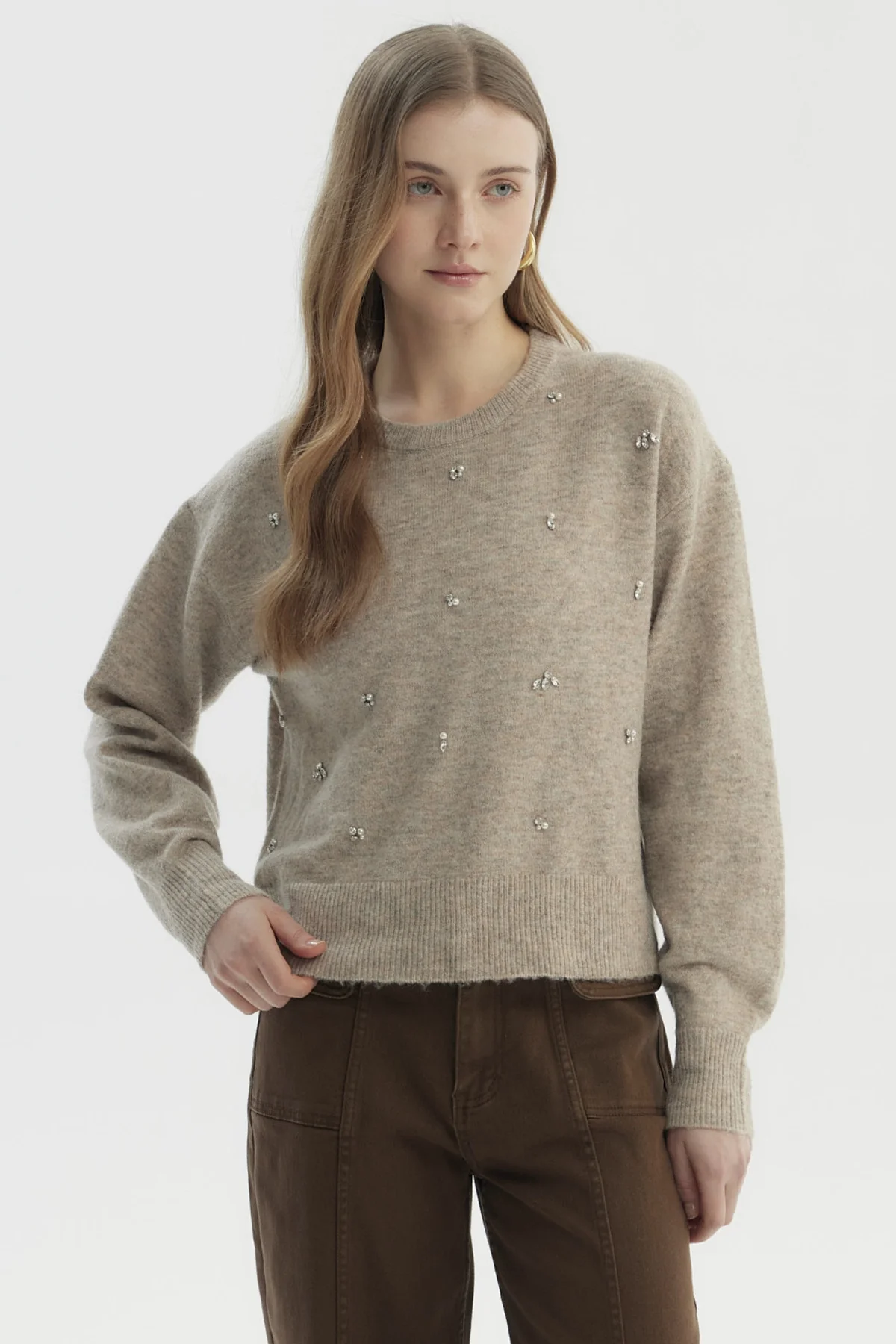 Sweater Mujer Regular Beige
