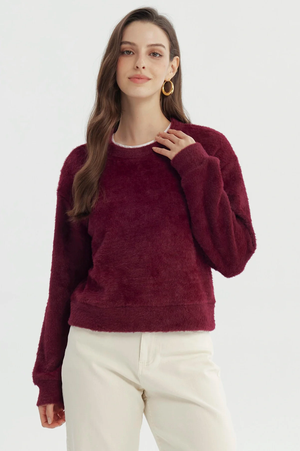 Sweater Mujer Regular Burdeo