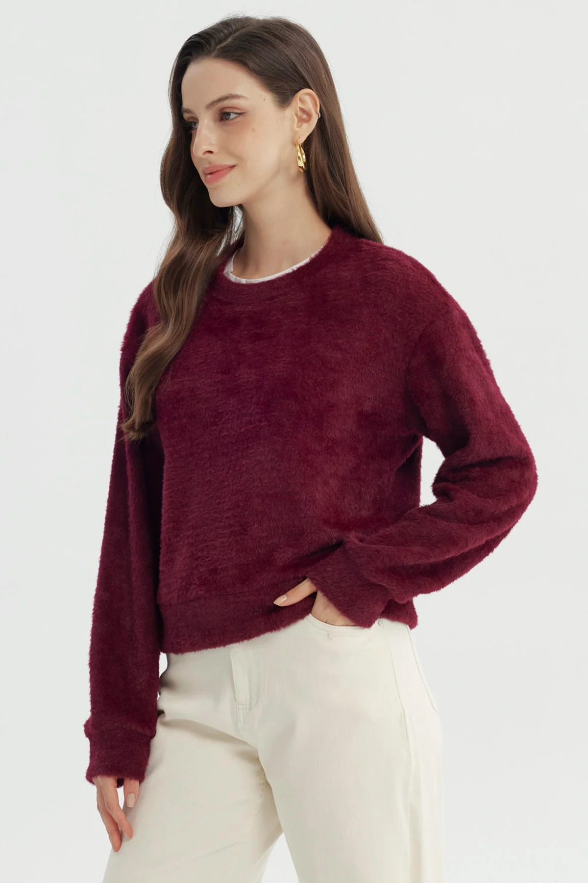 Sweater Mujer Regular Burdeo - Image 2