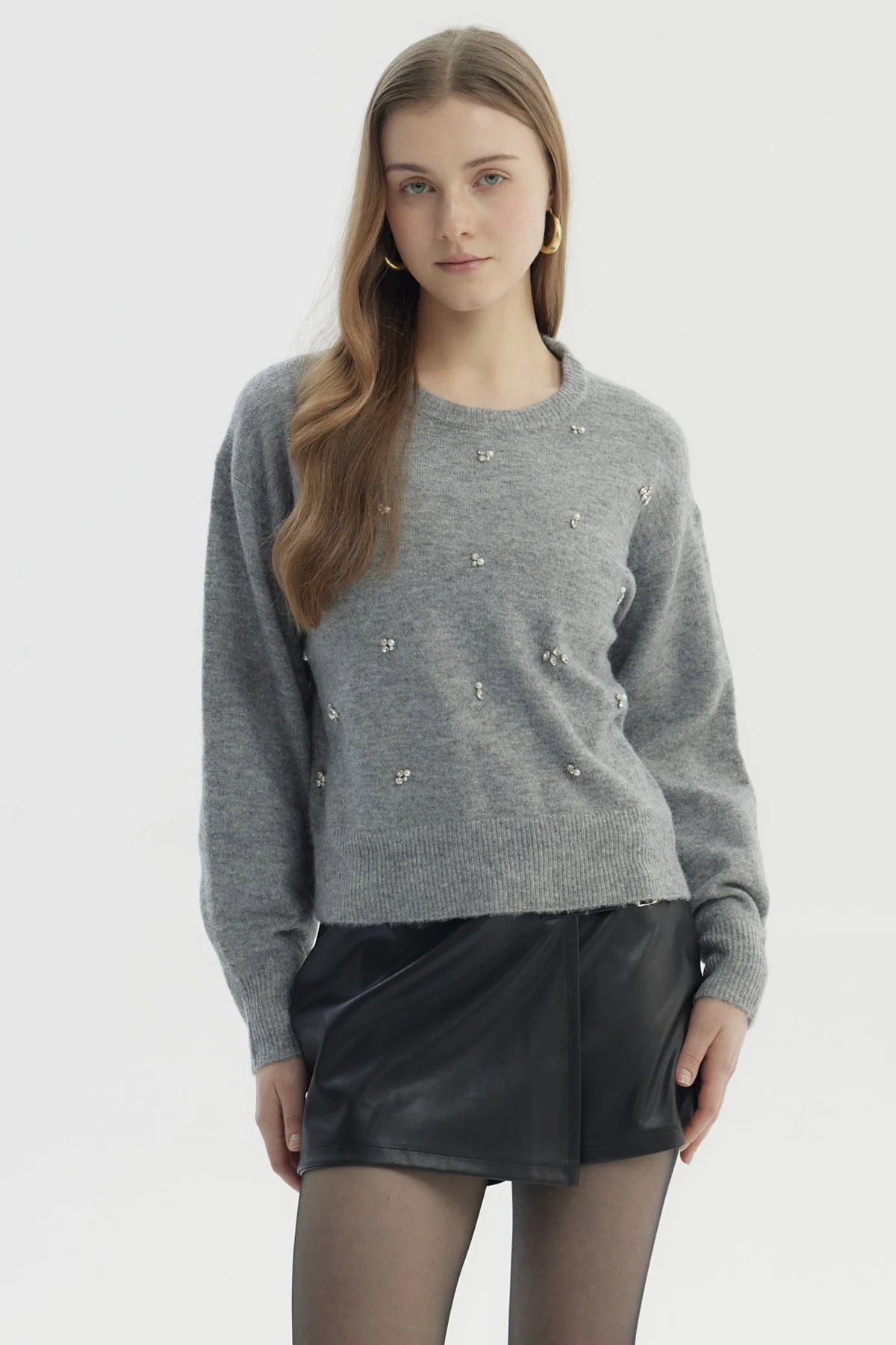Sweater Mujer Regular Gris