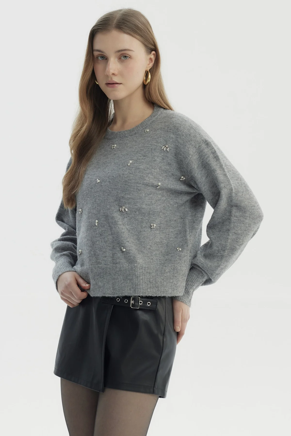 Sweater Mujer Regular Gris - Image 2