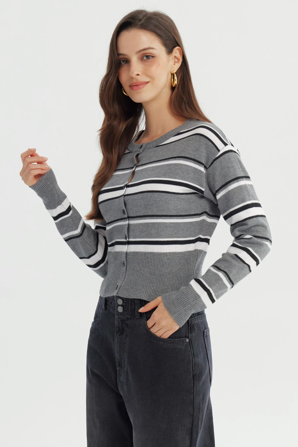 Sweater Mujer Regular Gris - Image 2