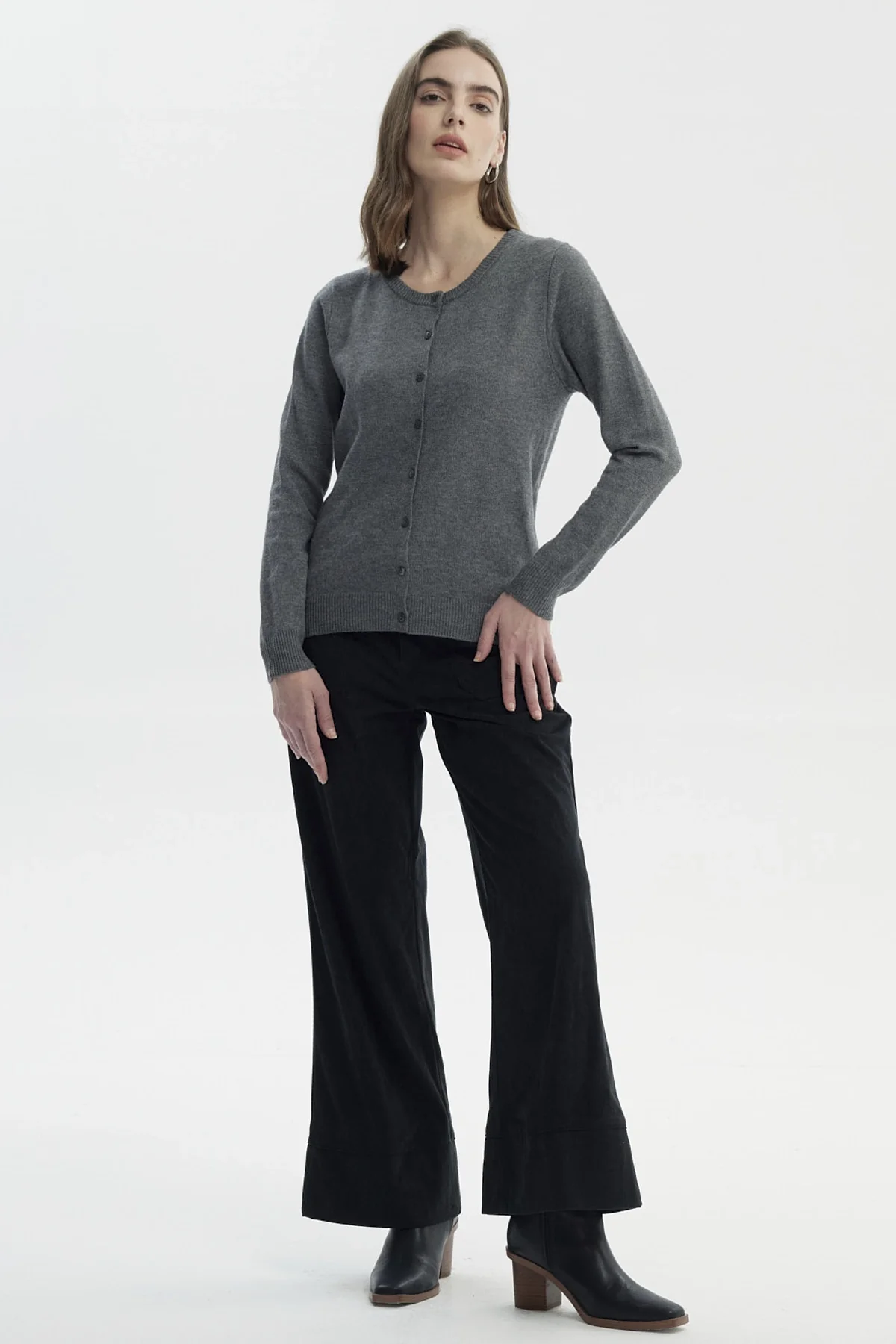 Sweater Mujer Regular Gris Melange - Image 4