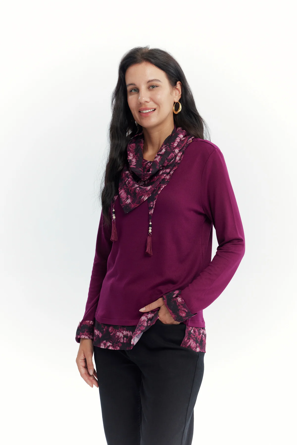 Sweater Mujer Regular Guinda - Image 2