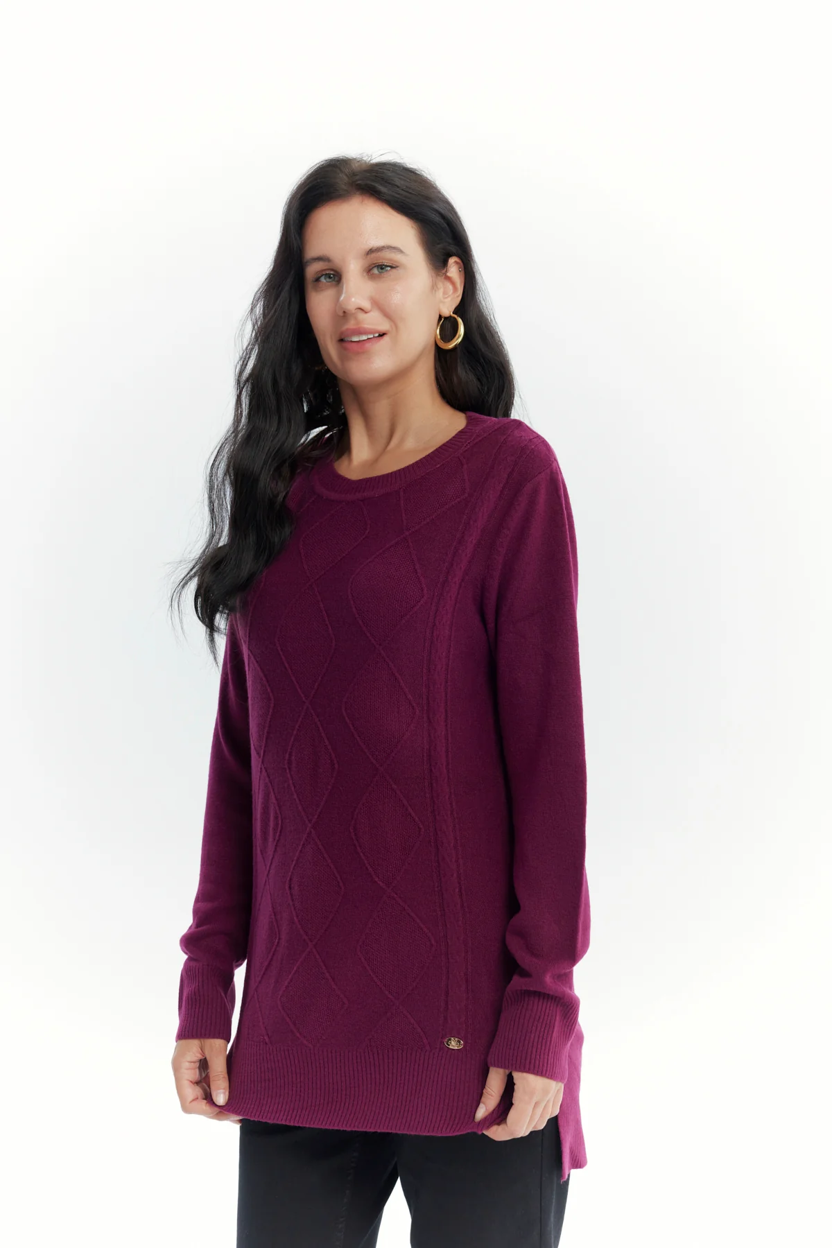 Sweater Mujer Regular Guinda - Image 2