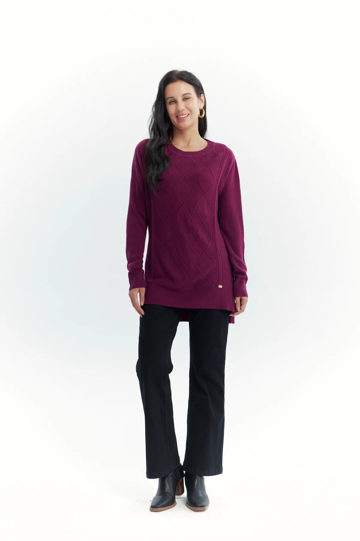 Sweater Mujer Regular Guinda - Image 4