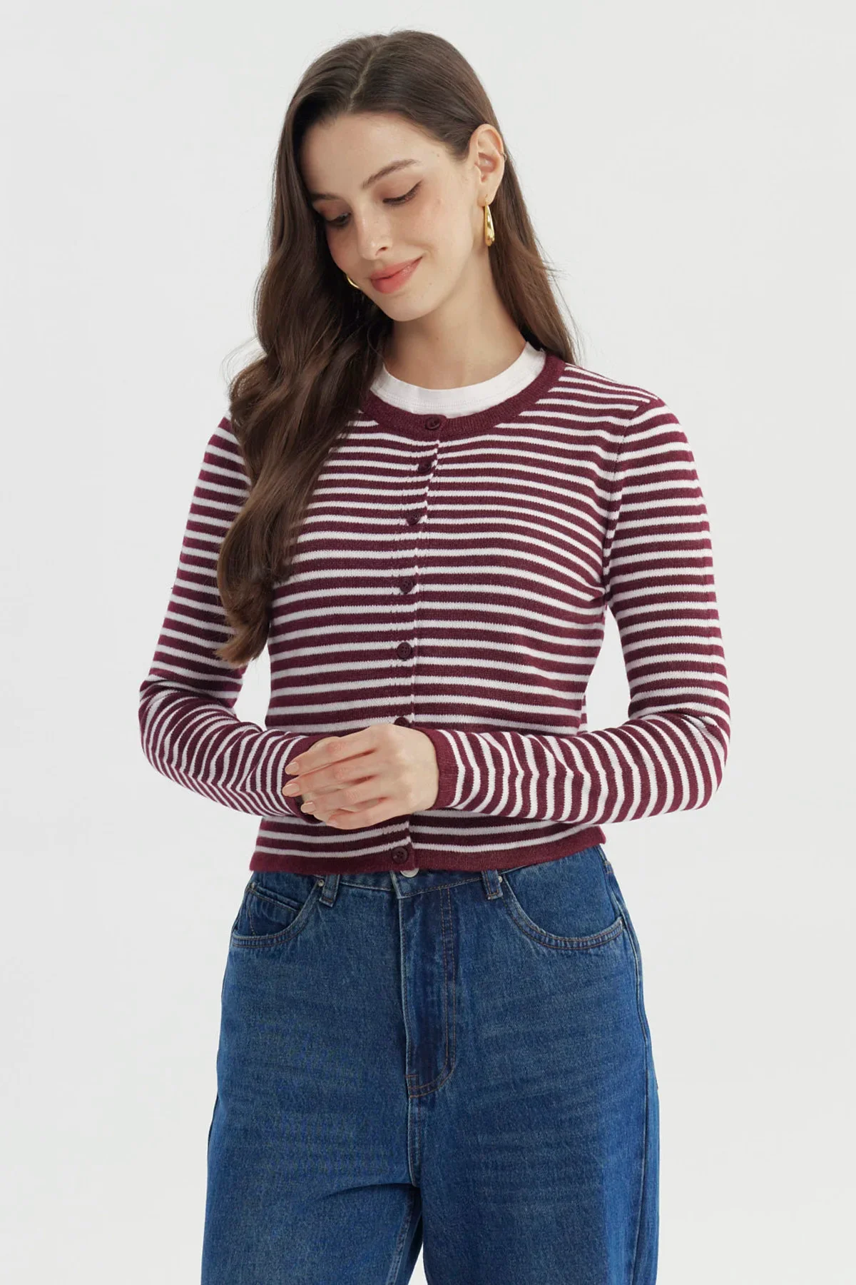 Sweater Mujer Slim Burdeo