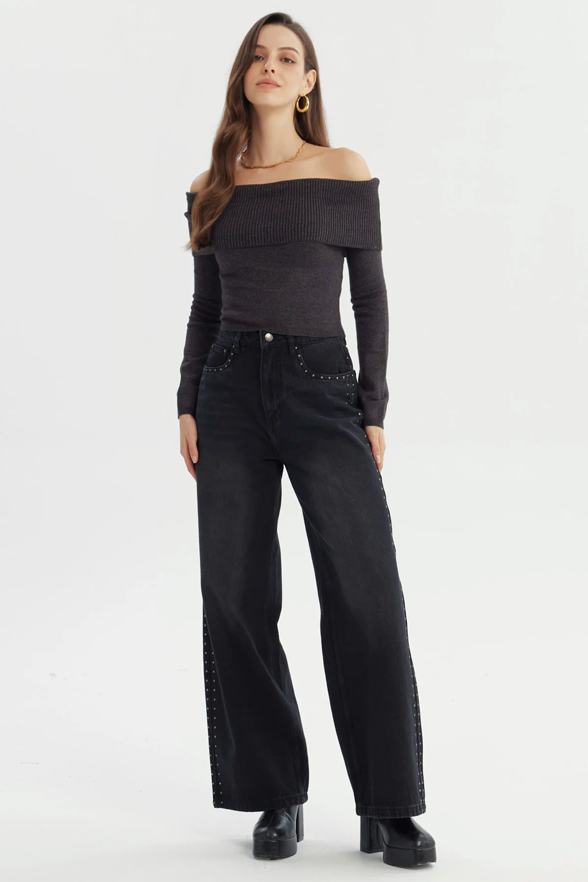 Sweater Mujer Slim Gris Oscuro - Image 4