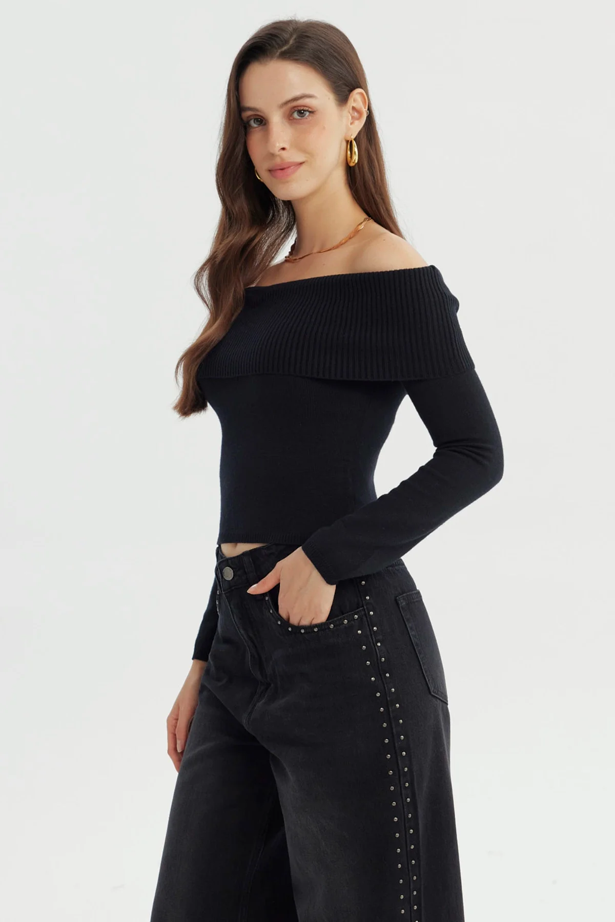Sweater Mujer Slim Negro - Image 2