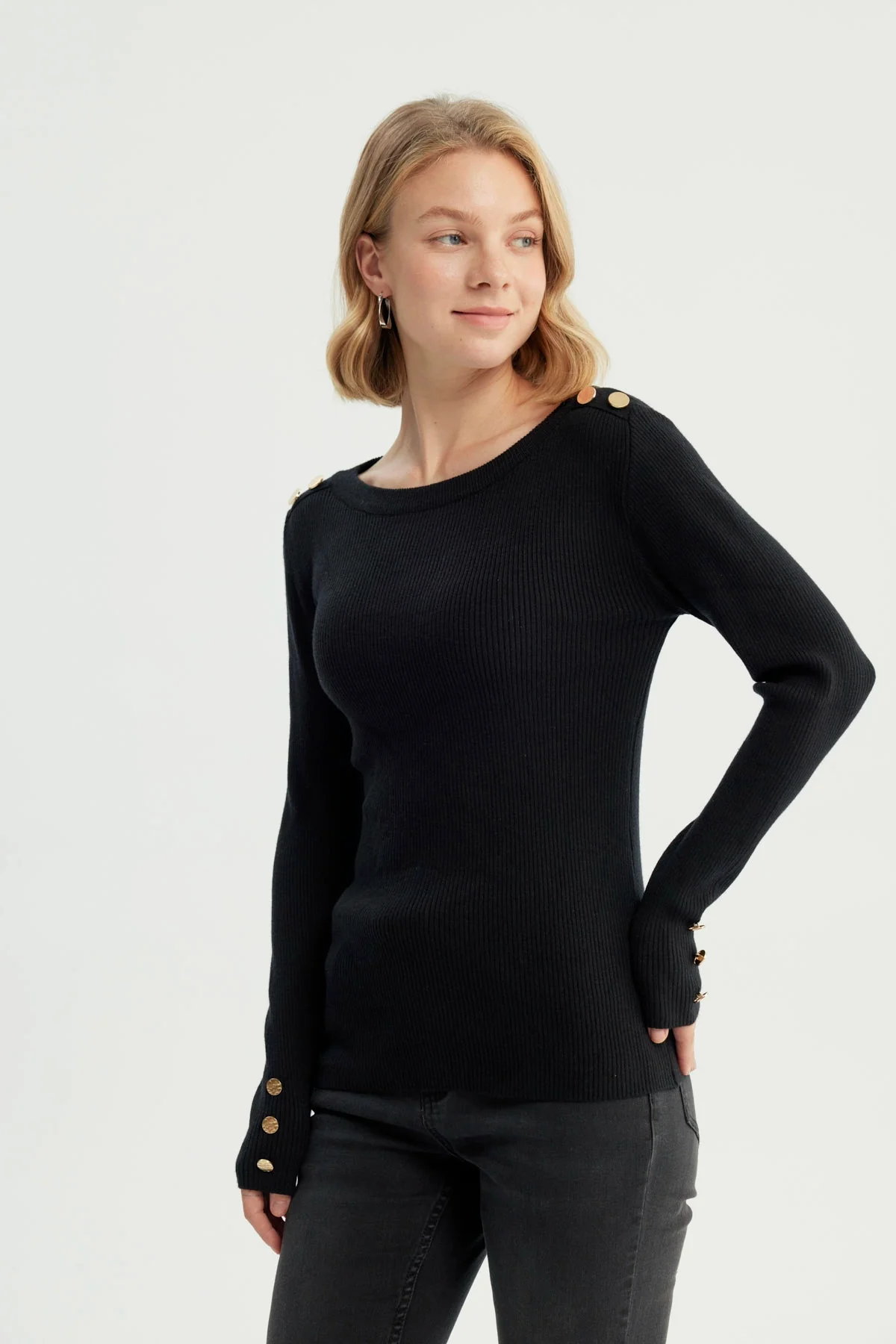Sweater Mujer Slim Negro - Image 2