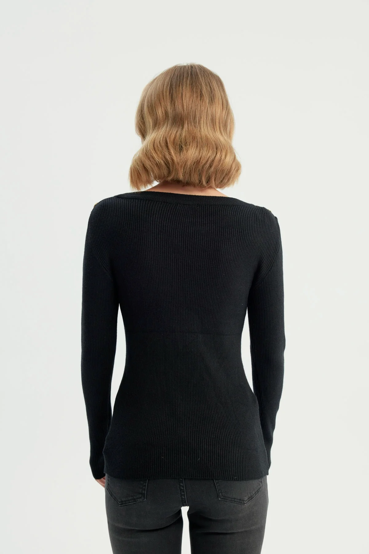 Sweater Mujer Slim Negro - Image 3