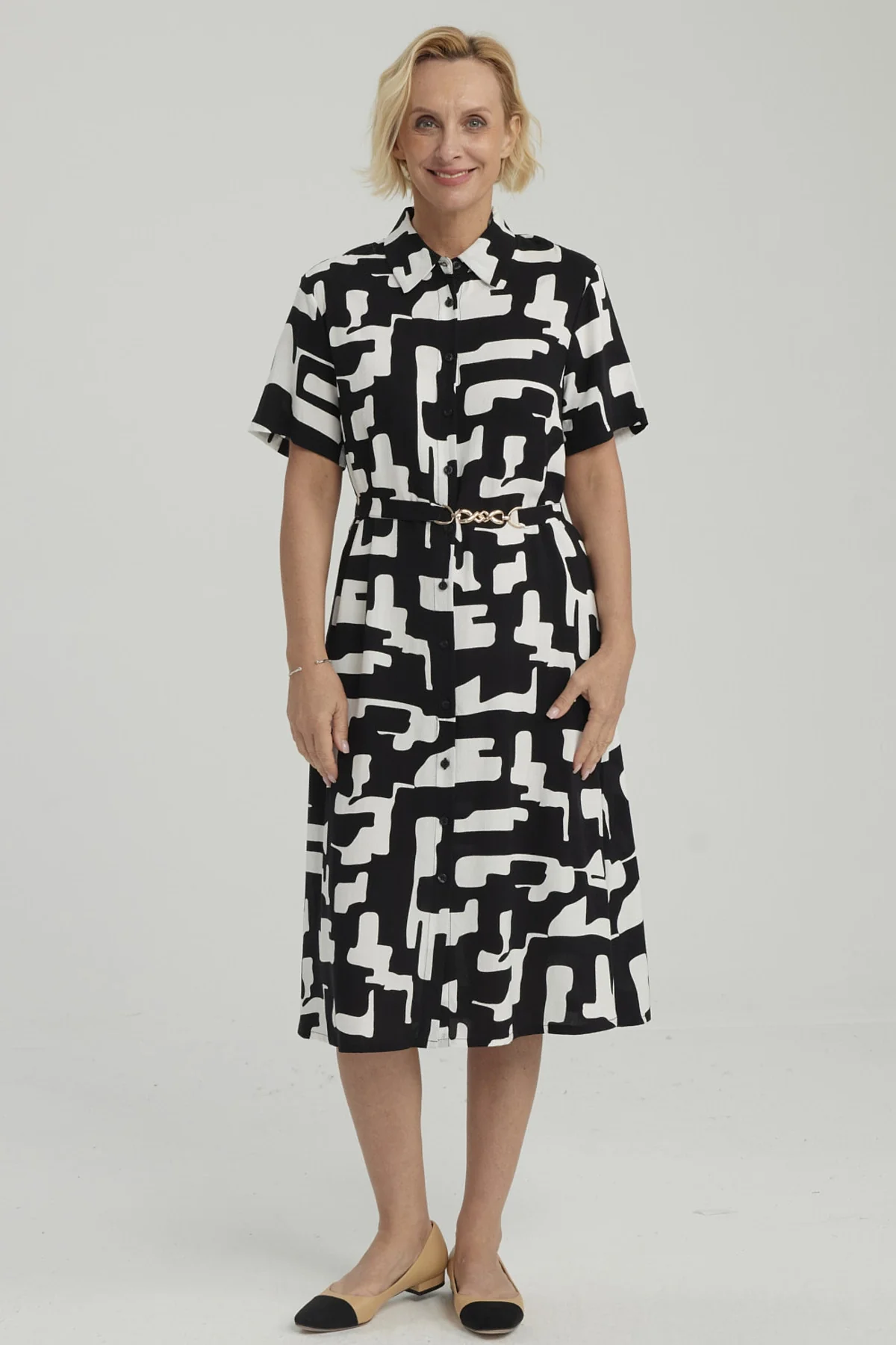 Vestido Mujer Abotonado Negro