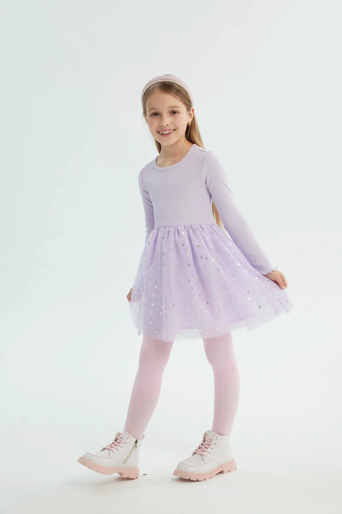 Vestido Niña Falda Midi Lila - Image 4
