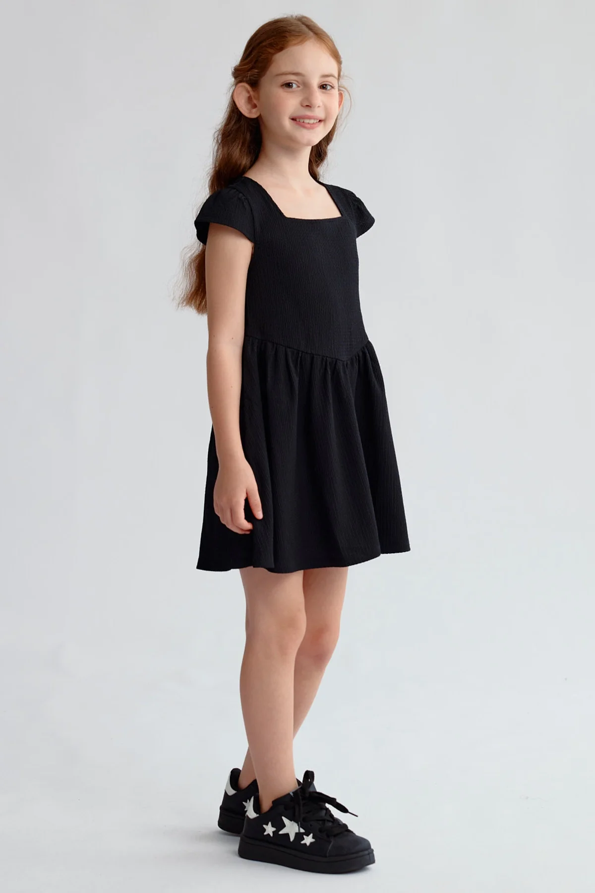 Vestido Niña Liso Print Negro - Image 3