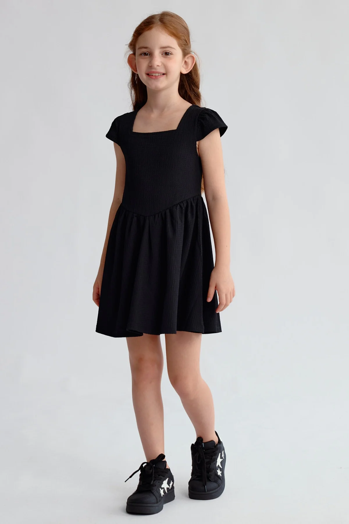 Vestido Niña Liso Print Negro - Image 4