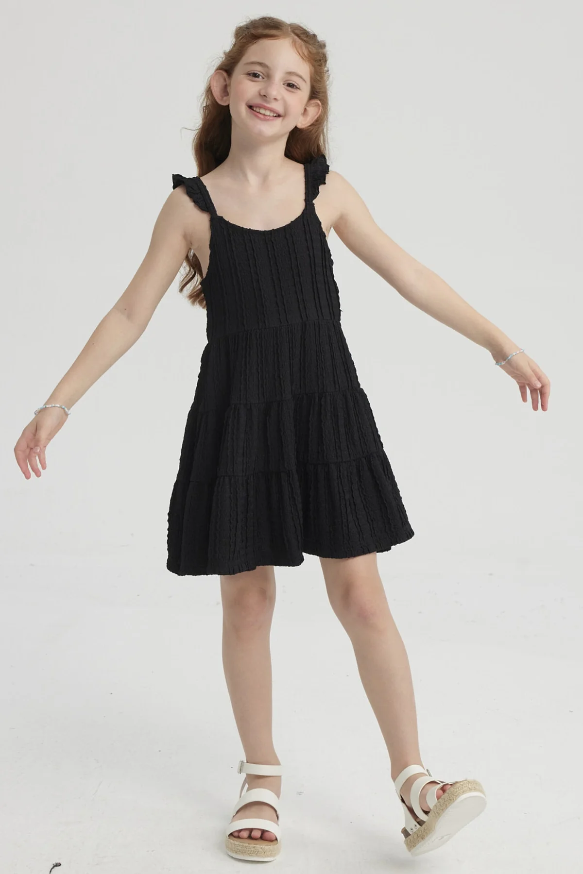 Vestido Niña Teen Con Textura Negro